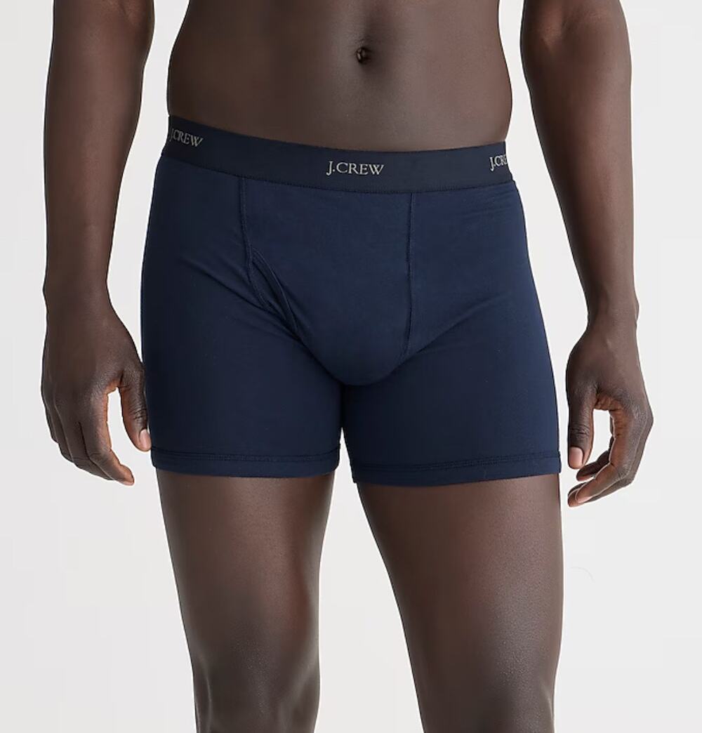 J.Crew Knit Boxer Briefs Mens M Dark Navy Pull-On Stretch Elastic Waistband Logo